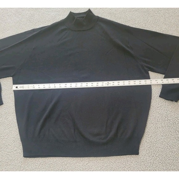 Joseph A Bank Sweater Mens XXL Black Wool Mock Turtle Neck Long Sleeve Golf - Picture 4 of 8